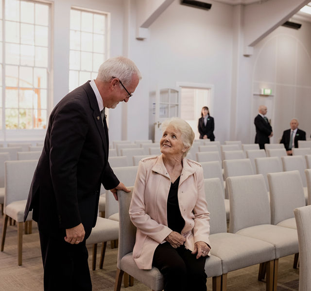 funeral director with woman
